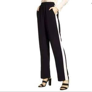 Chelsea28 Black White Striped Wide Leg Track Pants